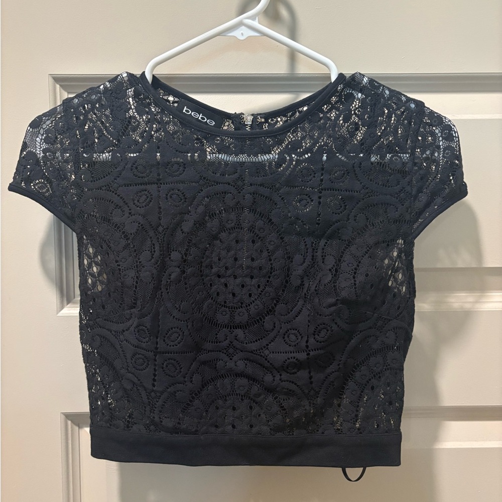 Bebe Black Lace Crop Top